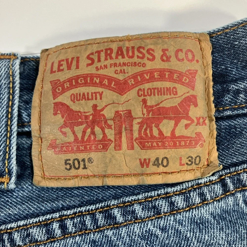 Levis 501 Original Jeans Mens 40x30 Medium Wash Button Fly Denim Cotton